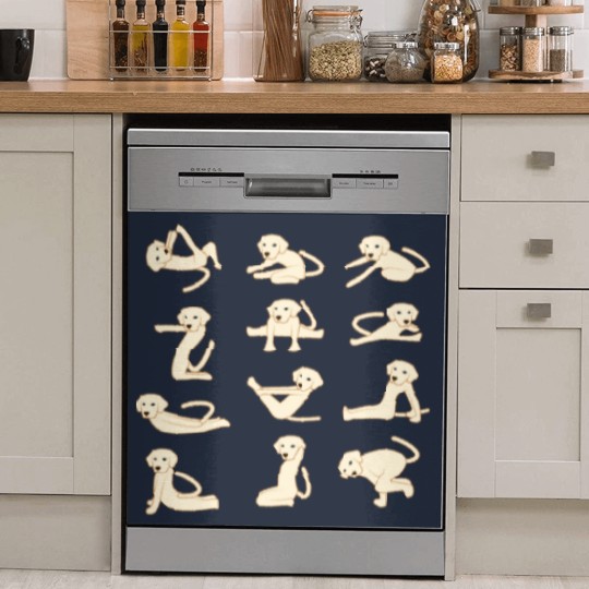 Discover Dogs doing Yoga Funny Animal Dish Washer Covers Dish Washer Covers