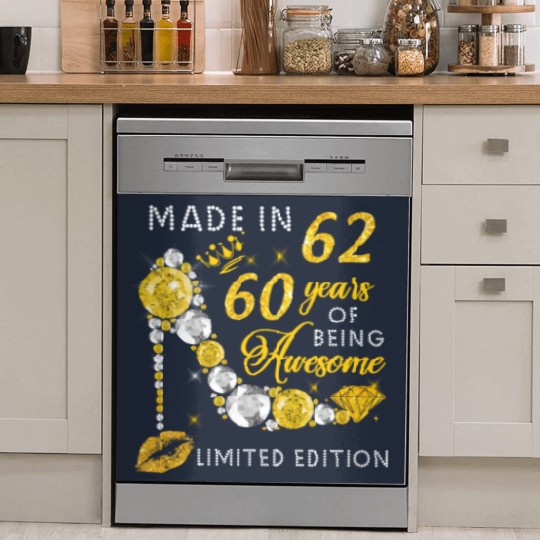 Discover Made In 1962  60 Years Of Being Awesome Jewelry Gold Sparkle - Made In 1962 - Dish Washer Covers
