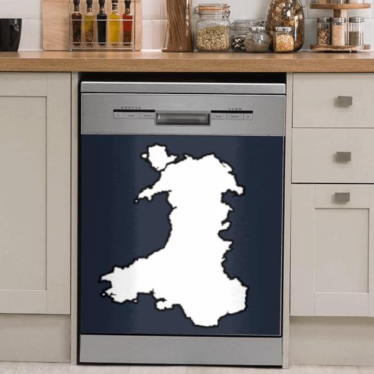 Discover Wales Black Outine Map Dish Washer Covers