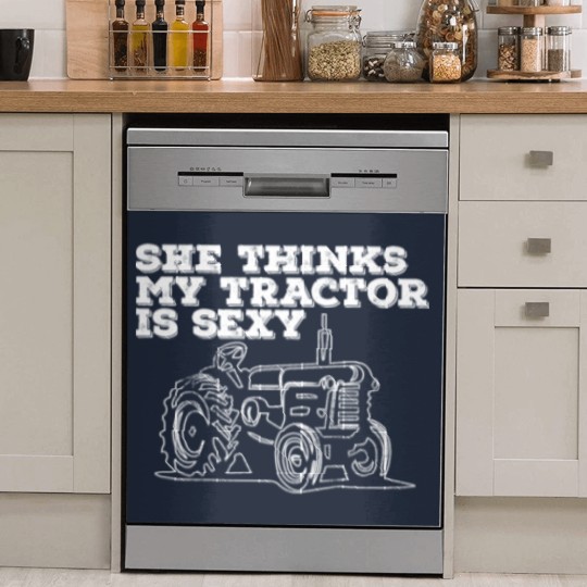 Discover Tractor Funny Mens - She Thinks My Tractor Is Sexy Dish Washer Covers