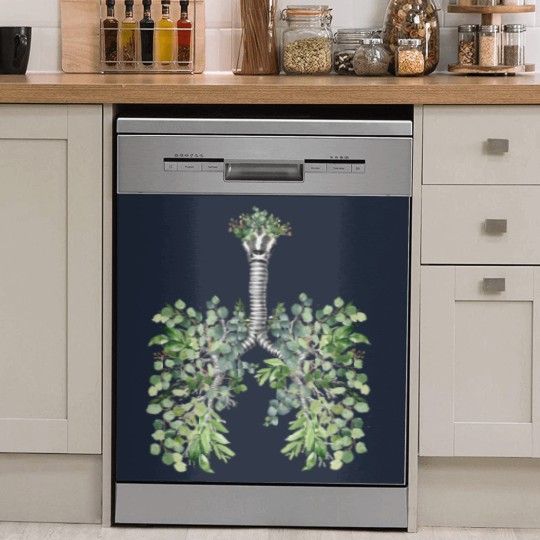 Discover Lung Anatomy, green leaves, Cancer Awareness - Lungs - Dish Washer Covers