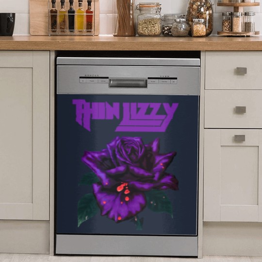 Discover Thin Lizzy Purple Rose Pop Rock Band Black Dish Washer Covers