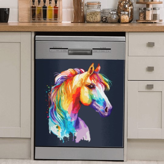 Discover Watercolor Horse Pony Colorful Pet Ponys Lover Dish Washer Covers