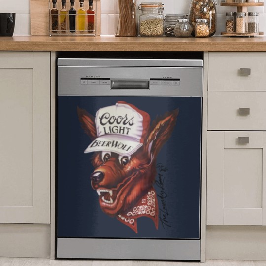 Discover Beer Wolf Oversized Dish Washer Covers - White