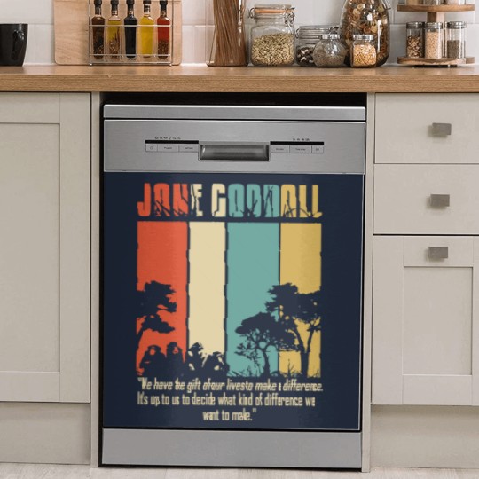 Discover Cotton Navy Jane Goodall Difference Crew Neck Tops Fashion Tees Dish Washer Covers