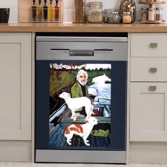Discover Goodfellas Painting Old Man with Dog Dish Washer Covers