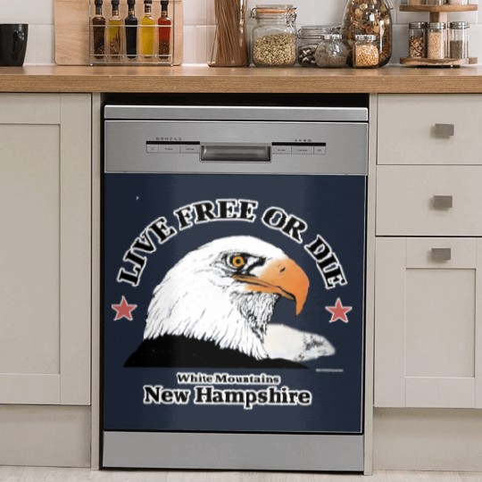 Discover 80s Live Free Or Die New Hampshire White Mountains Eagle 1985 Dish Washer Covers