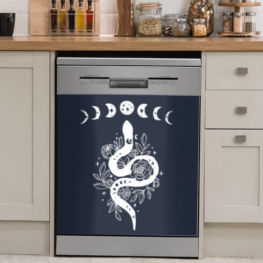Discover Celestial Snake, Mystical Lunar Snake, Celestial Mystical Floral Moon Snake Dish Washer Covers