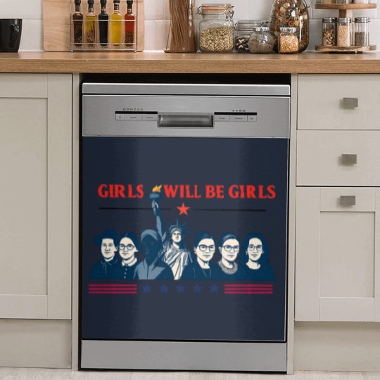 Discover Girls Will be Girls Comfort Colors Dish Washer Covers, Patriotic Feminist 4th of July Dish Washer Covers
