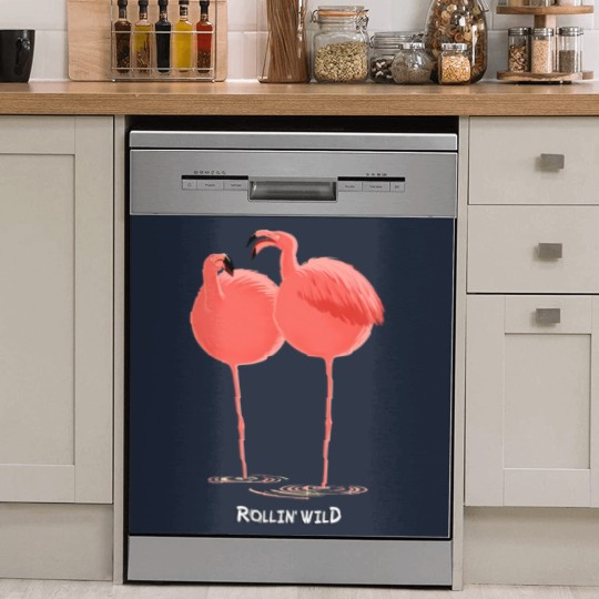 Discover Rollin' Wild - Flamingos Dish Washer Covers