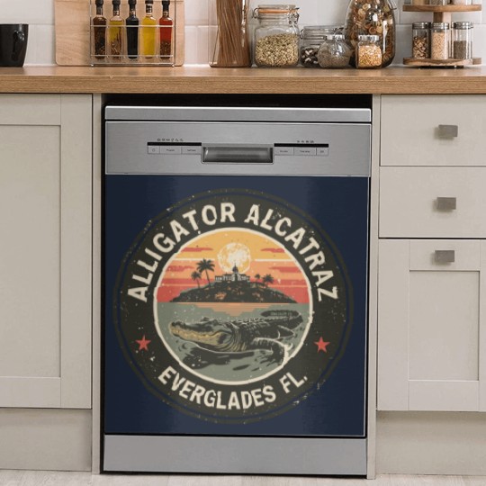 Discover Alligator Alcatraz Dish Washer Covers, Everglades Florida Parody Dish Washer Covers, Funny Vintage
