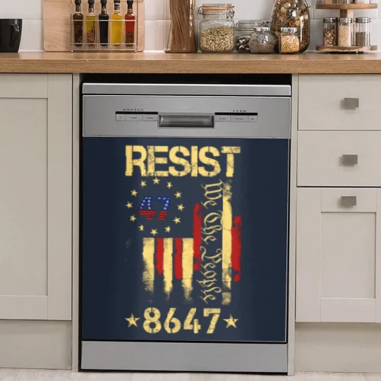 Discover Anti Trump 8647 86 47 US Flag We The People Impeach 47 Unisex Dish Washer Covers