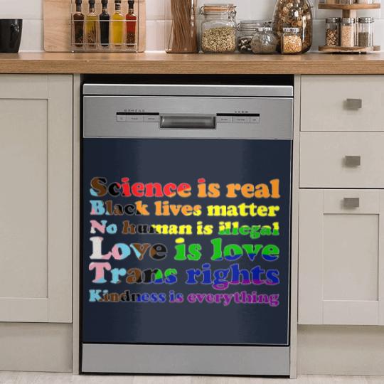 Discover Progress Pride Flag Science is real Black lives matter Love is love Dish Washer Covers