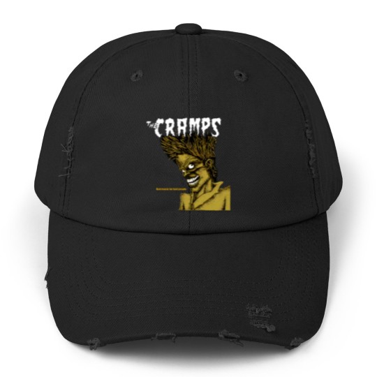 Discover The Cramps Unisex Unisex Distressed Caps: Bad Music For Bad People (Black)