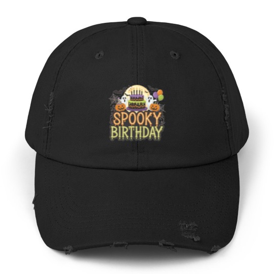 Discover Happy Spooky Birthday Unisex Distressed Caps