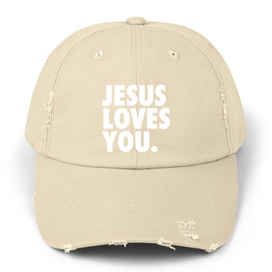 Discover JESUS LOVES YOU Unisex Distressed Caps