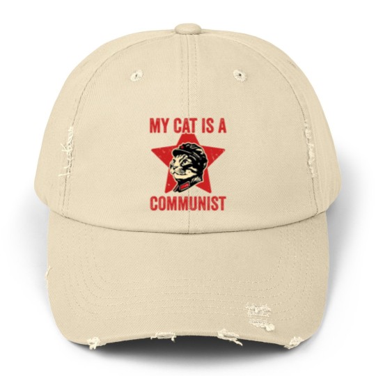 Discover My Cat Is A Communist Vintage Funny Cat Lover Sayi Unisex Distressed Caps