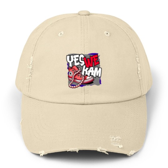 Discover Kamala Harris , Yes We Kam, red white and blue, Unisex Distressed Caps