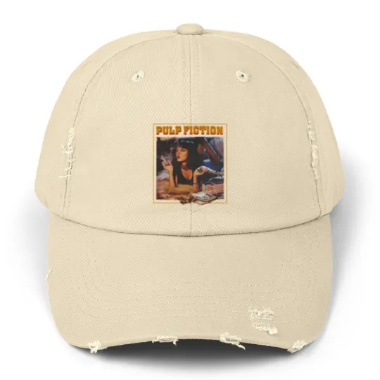 Discover Pulp Fiction Unisex Distressed Caps, Vintage Quentin Tarantino Pulp Fiction Unisex Distressed Caps
