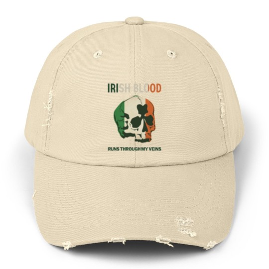 Discover Irish Blood run through my Veins Unisex Distressed Caps