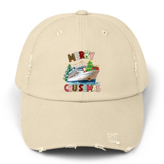 Discover Merry Cruisemas Unisex Distressed Caps, Christmas Cruise Crew Unisex Distressed Caps