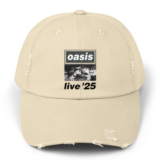 Discover Oasis Live 2025 World Tour  Unisex Unisex Distressed Caps Oasis Band Unisex Distressed Caps