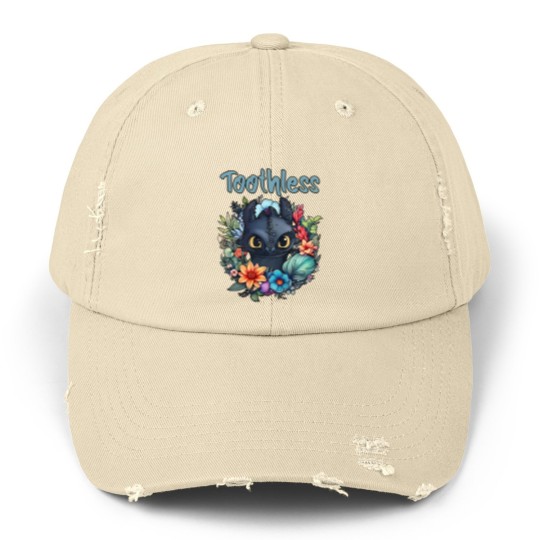 Discover Disneyyy How To Train Your Dragon Toothless Floral Unisex Distressed Caps, Disneyyy Unisex Distressed Caps