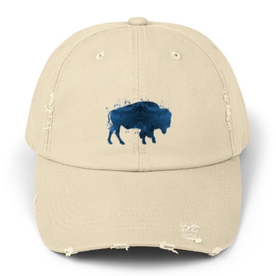 Discover Buffalo / Bison Unisex Distressed Caps