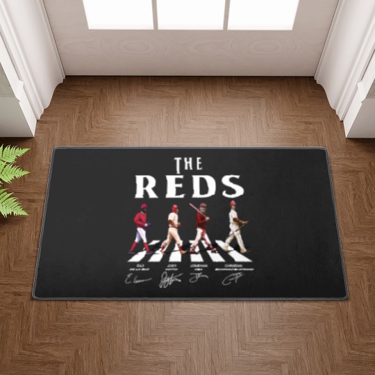 Discover Reds Walking Abbey Road Signatures Baseball Doormats, Elly De La Cruz, Votto, Jonathan India