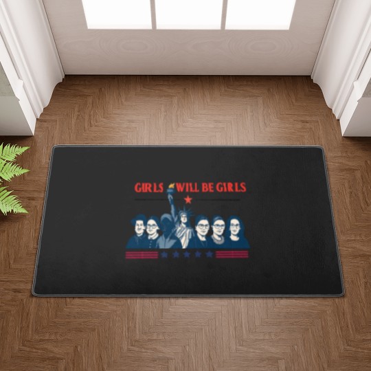 Discover Girls Will be Girls Comfort Colors Doormats, Patriotic Feminist 4th of July Doormats