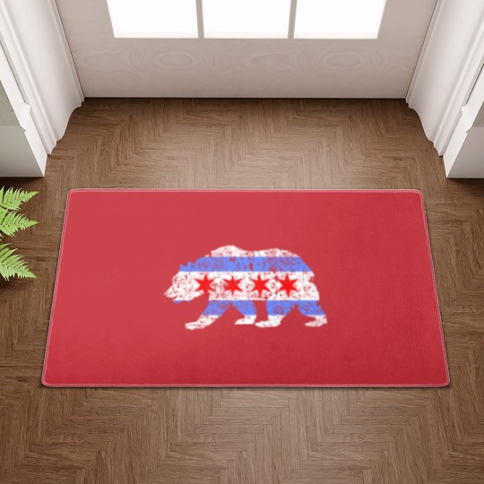 Discover Chicago City Flag Distressed Bear Doormats