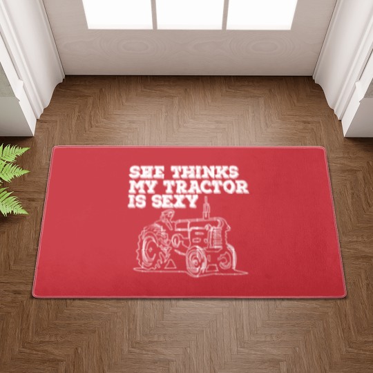 Discover Tractor Funny Mens - She Thinks My Tractor Is Sexy Doormats