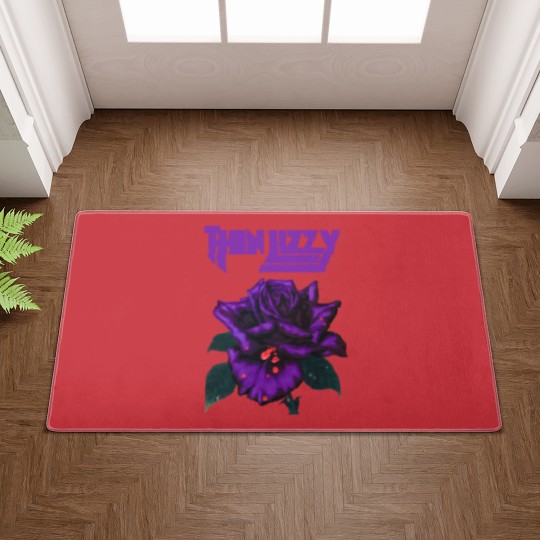 Discover Thin Lizzy Purple Rose Pop Rock Band Black Doormats