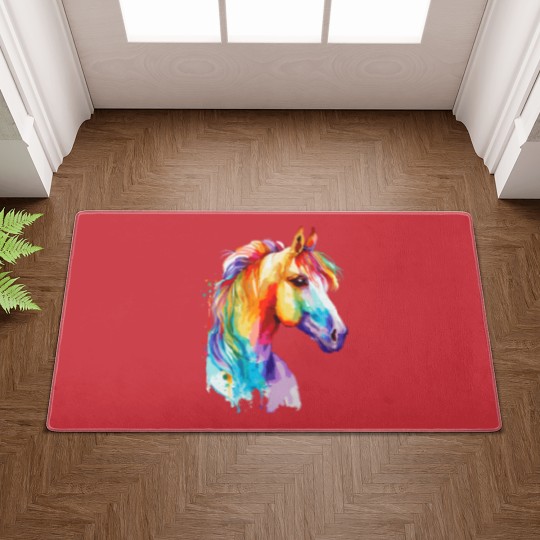 Discover Watercolor Horse Pony Colorful Pet Ponys Lover Doormats