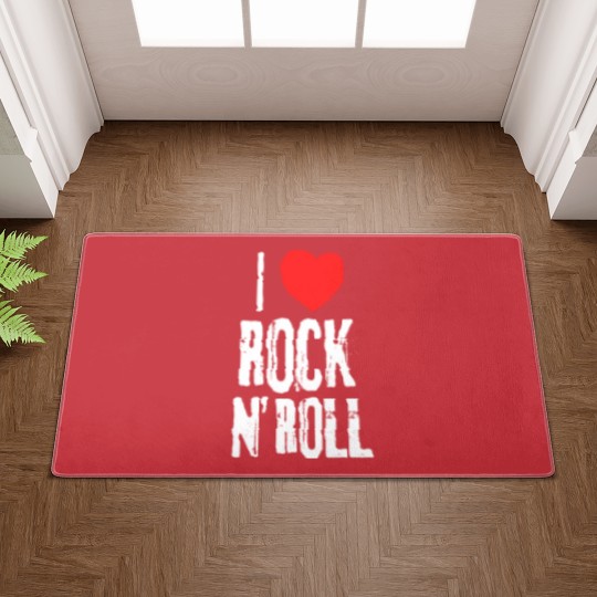 Discover i love rock roll band musician rock concert t Doormats