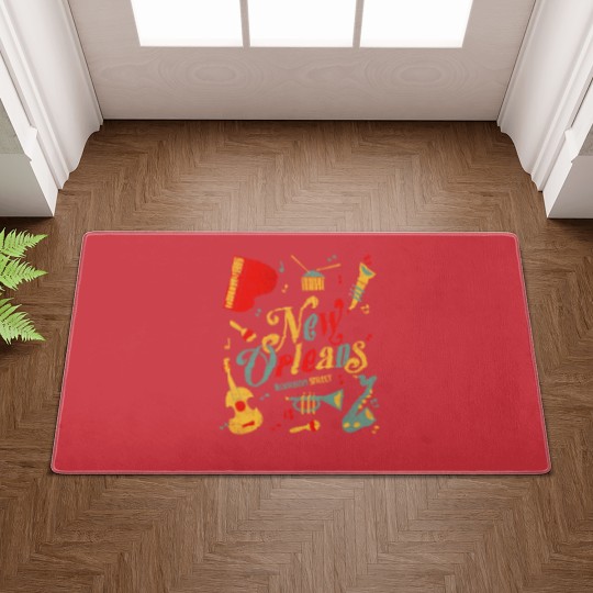 Discover New Orleans Louisiana Music Lovers Doormats Bourbon Street Doormats