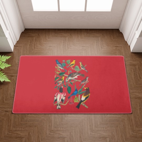 Discover Vintage Botanical Bird, Colorful Birds Short Sleeve Doormats