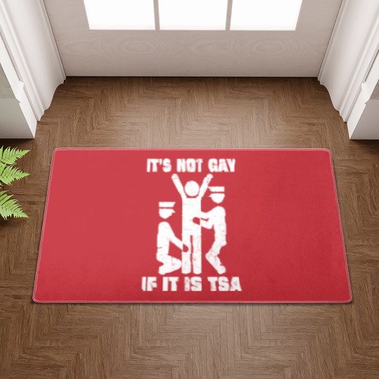 Discover It Is Not Gay If It's TSA Security Black Cotton Doormats