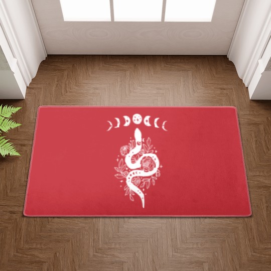 Discover Celestial Snake, Mystical Lunar Snake, Celestial Mystical Floral Moon Snake Doormats