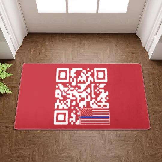 Discover BACK Print - Police Flag Trump Dance QR Code Comfort Colors Doormats,  Republican Doormats