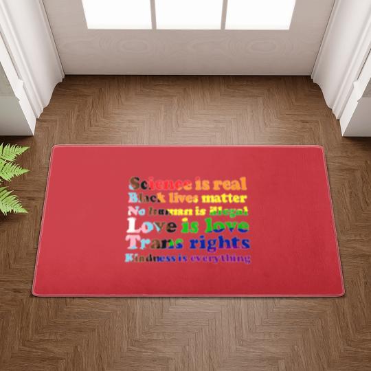 Discover Progress Pride Flag Science is real Black lives matter Love is love Doormats