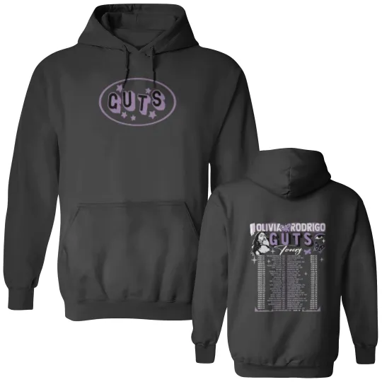 Discover Olivia Rodrigo Guts full date tour 2024 Double Sided Hoodies, Olivia Rodrigo Double Sided Hoodies