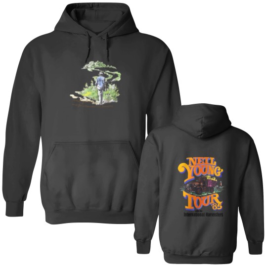 Discover Neil Young Tour 1985 Rock Music Concert Double Sided Hoodies, Vintage