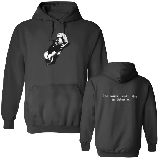 Discover Jerry Garcia Double Sided Hoodies. Jerry playing acoustic Guitar