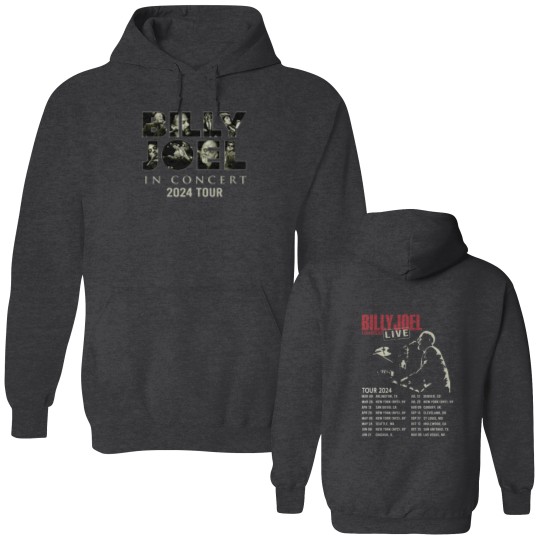 Discover Billy Joel Music Tour 2024 Double Sided Hoodie