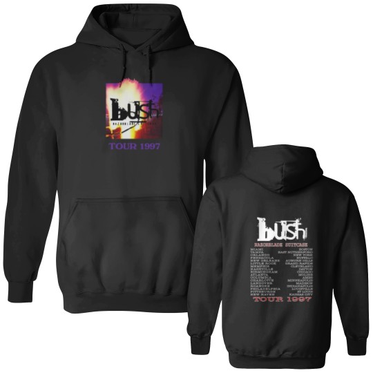 Discover Bush Razorblade Suitcase Tour 1997 Double Sided Hoodies, Bush Band Double Sided Hoodies, Bush Rock Tour 1997 Double Sided Hoodies