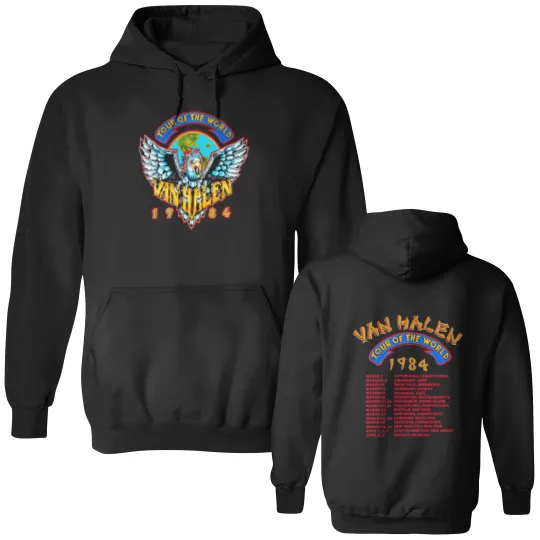 Discover Sale!! Vintage 1984 van World Tour Monsters of Rock Double Sided Hoodies