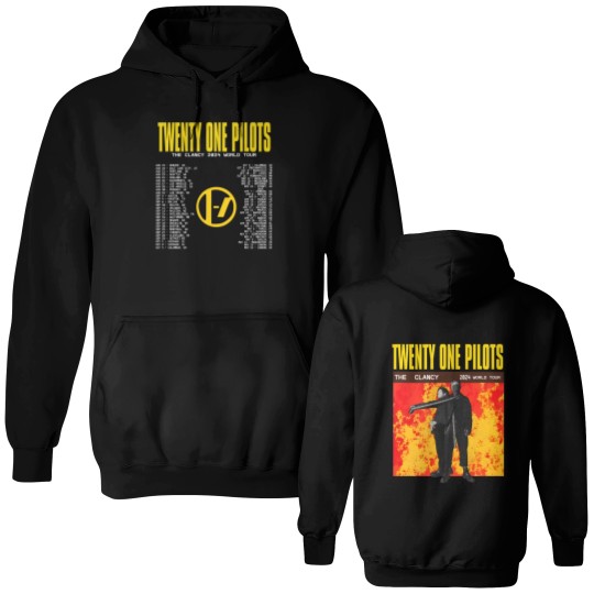 Discover Pilotss band 2024-2025 Clancy World Tour Double Sided with Dates Unisex Double Sided Hoodies