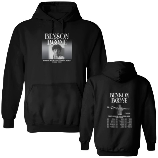 Discover Benson Boone Double Sided Hoodies, Fireworks and Rollerblades World Tour 2024 Double Sided Hoodies, Benson Boone Tour Merch