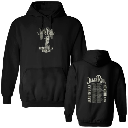 Discover Color Jelly Roll The Beautifully Broken Tour 2024 2 side Double Sided Hoodies, Jelly Roll 2024 Concert Double Sided Hoodies